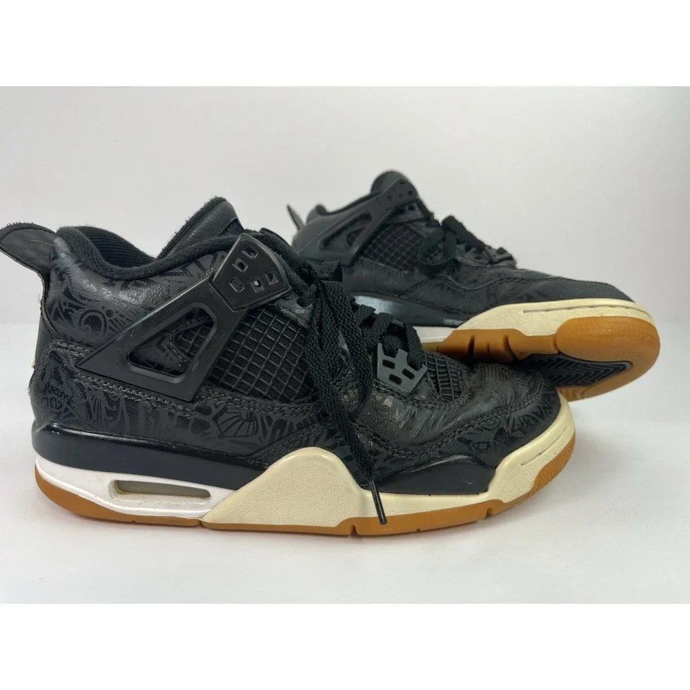 Nike Air Jordan Retro 4 Laser Youth Size 4Y Black Gum SE GS CI2970-001 Sneakers